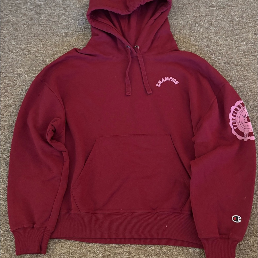 Champion Burgundy Hoodie with Logo